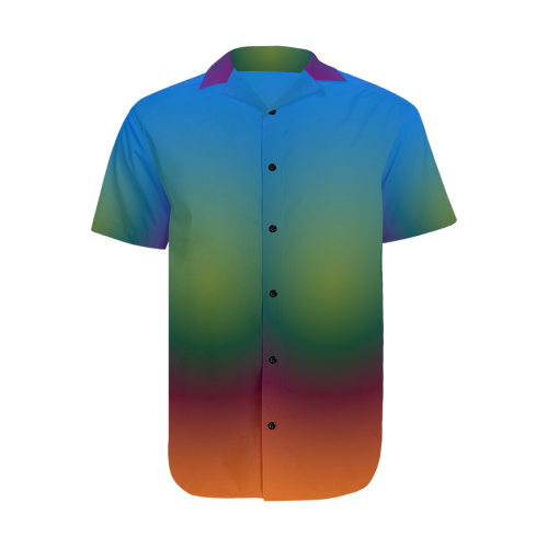 bigrichradialspectrum Men's Short Sleeve Shirt with Lapel Collar (Model T54)