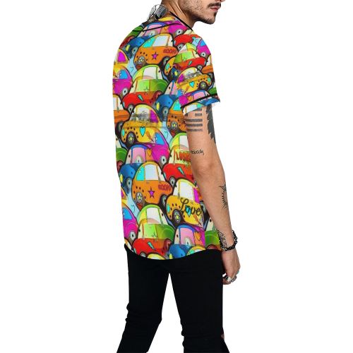 Cars Popart by Nico Bielow All Over Print Baseball Jersey for Men (Model T50)