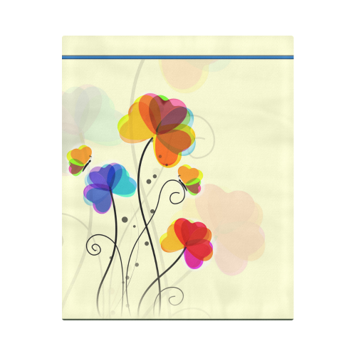 Rainbow Heart Petal Flowers on Soft Yellow Duvet Cover 86"x70" ( All-over-print)