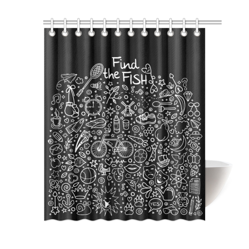 Picture Search Riddle - Find The Fish 2 Shower Curtain 60"x72"