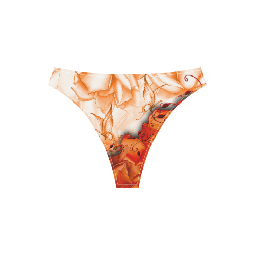 Sorf red flowers with butterflies Sport Top & High-Waisted Bikini Swimsuit (Model S07)