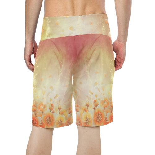 Flower power, soft colors Men's All Over Print Board Shorts (Model L16)