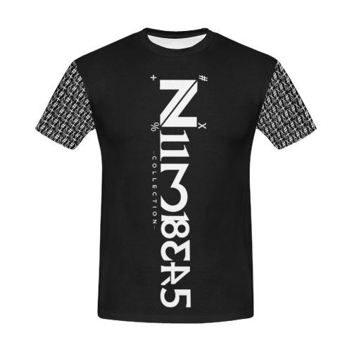 NUMBERS Collection Symbols Sleeves Black/White All Over Print T-Shirt for Men (USA Size) (Model T40)