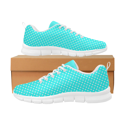Baby blue polka dots Women's Breathable Running Shoes (Model 055)