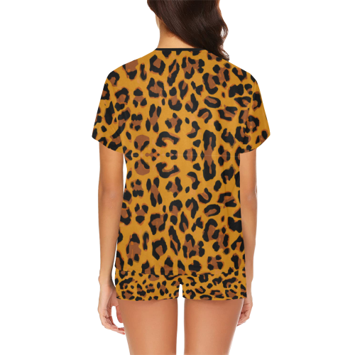 Orange Leopard Women's Short Pajama Set