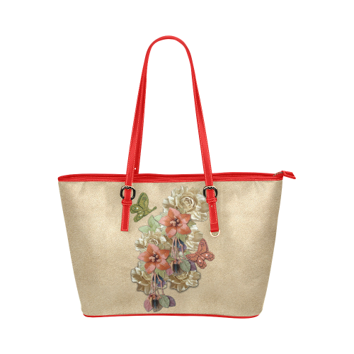 Leather craft flowers Leather Tote Bag/Small (Model 1651)