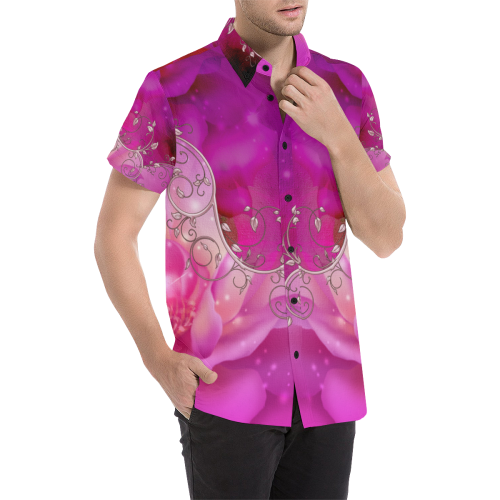 Wonderful floral design Men's All Over Print Short Sleeve Shirt/Large Size (Model T53)