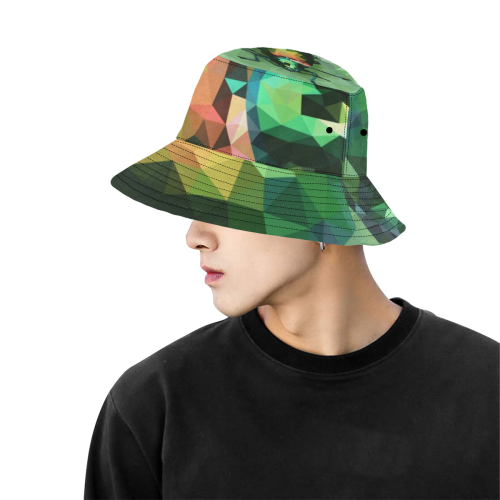 Pretty green bug, Low poly dogbane beetle All Over Print Bucket Hat for Men