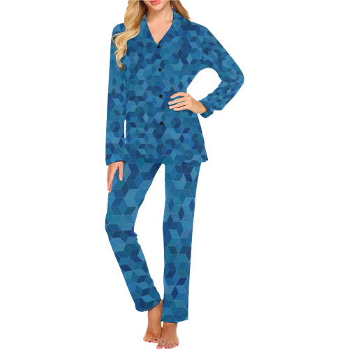 Blue Mosaic Women's Long Pajama Set