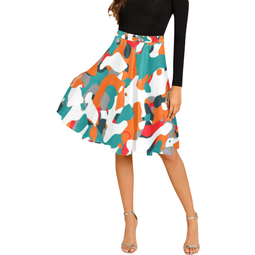 POP ART CAMOUFLAGE 1 Melete Pleated Midi Skirt (Model D15)