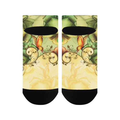 Colorful flowers with butterflies Men's Ankle Socks
