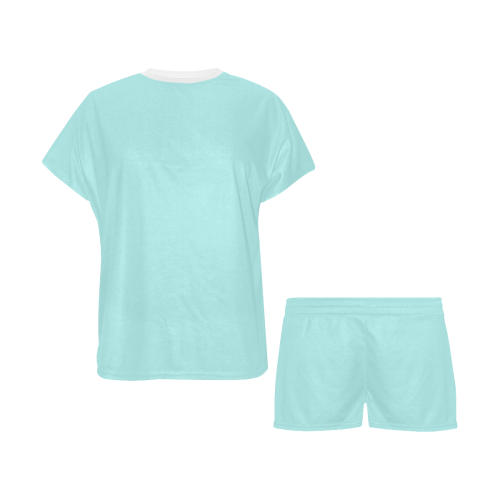 color pale turquoise Women's Short Pajama Set
