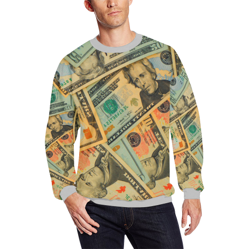 US DOLLARS 2 Men's Oversized Fleece Crew Sweatshirt (Model H18)