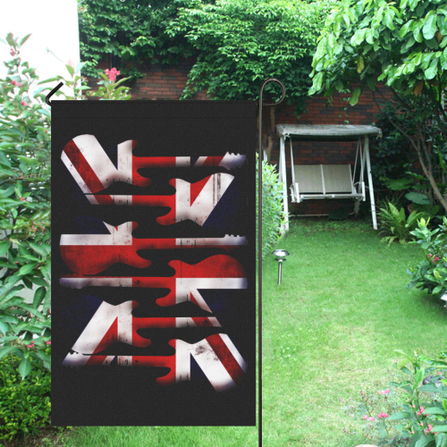Union Jack British UK Flag Guitars Black Garden Flag 36''x60'' (Without Flagpole)