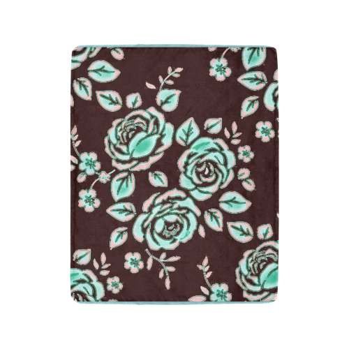 Retro Roses Mint Chocolate Ultra-Soft Micro Fleece Blanket 40"x50"