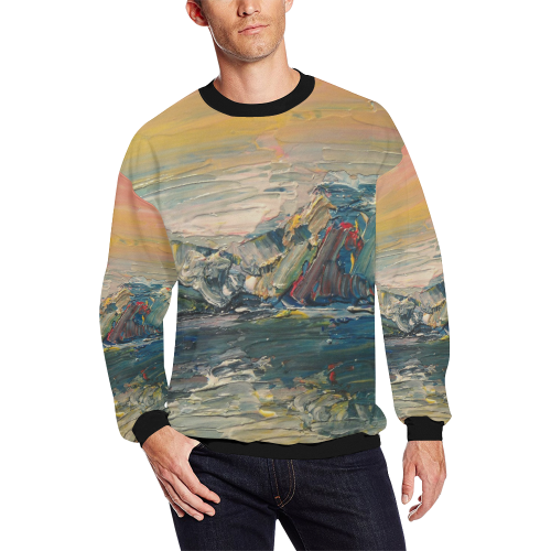 Mountains painting All Over Print Crewneck Sweatshirt for Men (Model H18)