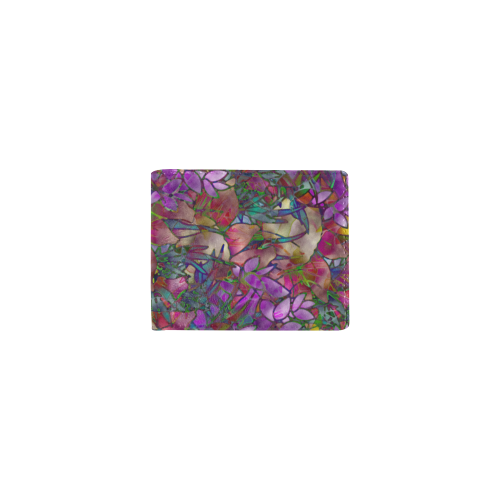 Floral Abstract Stained Glass G175 Mini Bifold Wallet (Model 1674)