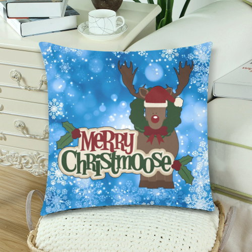 Merry Christmoose Custom Zippered Pillow Cases 18"x 18" (Twin Sides) (Set of 2)