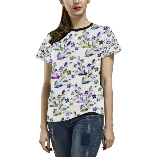 Vivid floral pattern 4182A by FeelGood All Over Print T-shirt for Women/Large Size (USA Size) (Model T40)