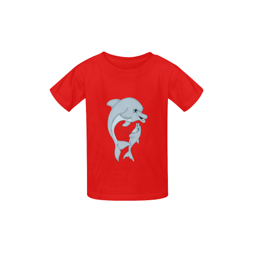 Dolphin Love Red Kid's  Classic T-shirt (Model T22)