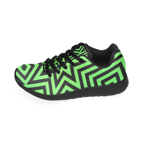 Green/Black Tribal Pattern Women’s Running Shoes (Model 020)
