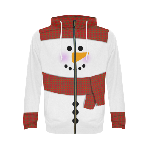 Christmas Snowman All Over Print Full Zip Hoodie for Men (Model H14)