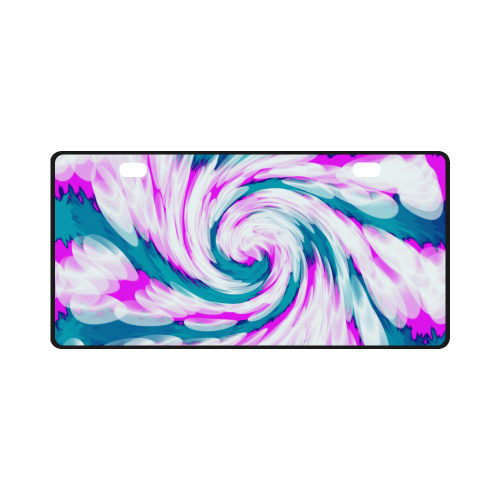 Turquoise Pink Tie Dye Swirl Abstract License Plate