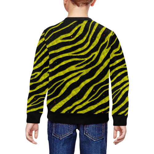 Ripped SpaceTime Stripes - Yellow All Over Print Crewneck Sweatshirt for Kids (Model H29)
