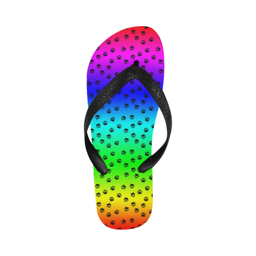 rainbow with black paws Flip Flops for Men/Women (Model 040)