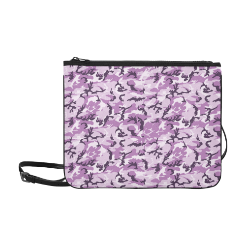 Woodland Pink Purple Camouflage Slim Clutch Bag (Model 1668)