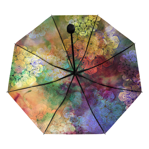 WATERCOLOR MANDALA dark grunge style pattern Anti-UV Foldable Umbrella (Underside Printing) (U07)