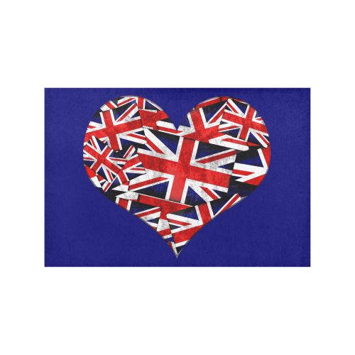 Union Jack British UK Flag Heart Blue Placemat 12’’ x 18’’ (Set of 2)