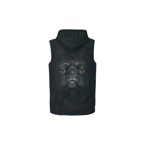 Black Pug All Over Print Sleeveless Zip Up Hoodie for Kid (Model H16)