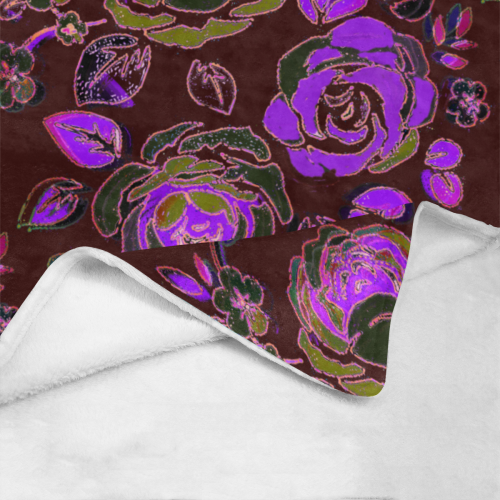 Chocolate Lavender Delight Roses Ultra-Soft Micro Fleece Blanket 40"x50"