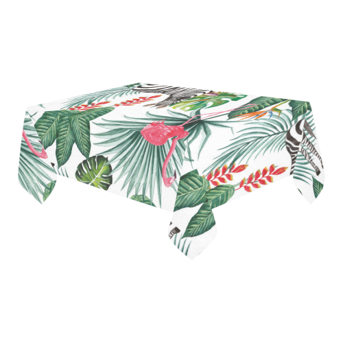 Awesome Flamingo And Zebra Cotton Linen Tablecloth 60" x 90"