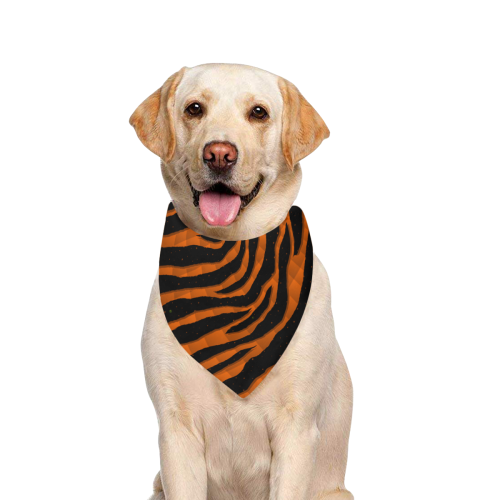 Ripped SpaceTime Stripes - Orange Pet Dog Bandana/Large Size