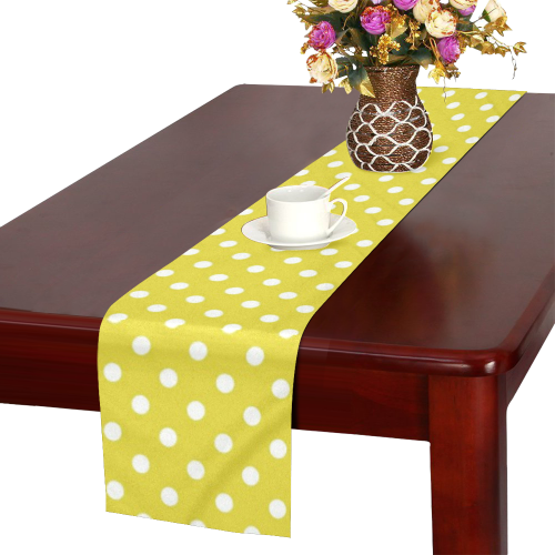 Yellow Polka Dot Table Runner 14x72 inch