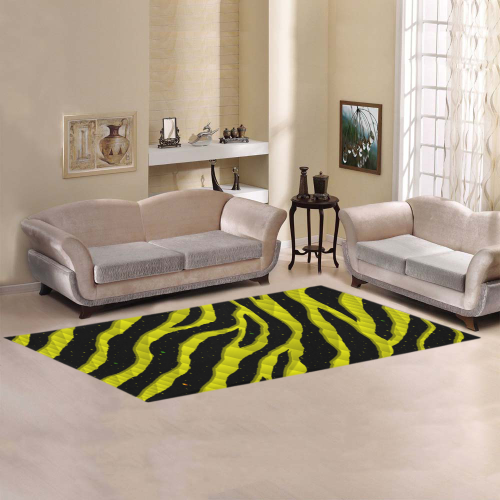 Ripped SpaceTime Stripes - Yellow Area Rug 9'6''x3'3''