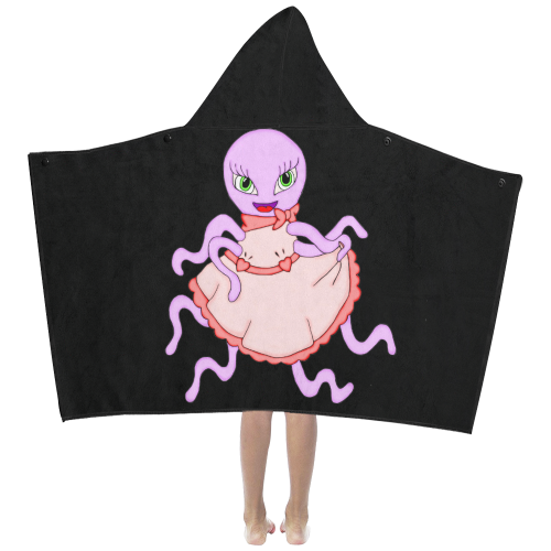 Octavia Octopus Black Kids' Hooded Bath Towels