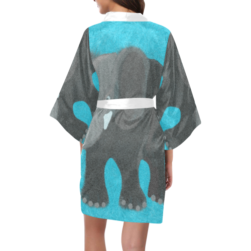 Untitled-elephant-turquoise Kimono Robe