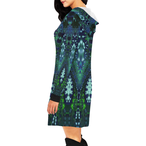 Emerald City All Over Print Hoodie Mini Dress (Model H27)