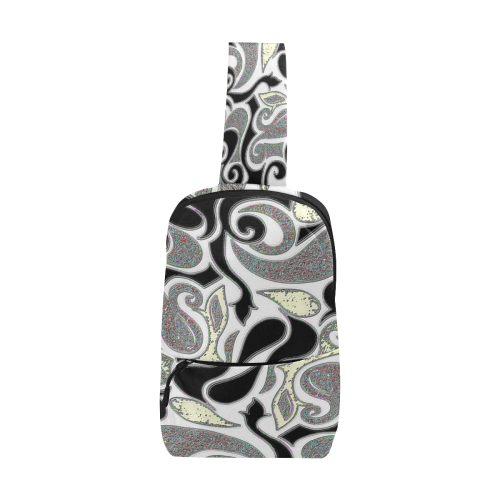 black and white abstract doodle swirls Chest Bag (Model 1678)