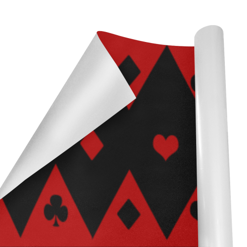 Las Vegas Black Red Play Card Shapes Gift Wrapping Paper 58"x 23" (5 Rolls)