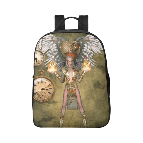 Steampunk lady with clocks and gears Popular Fabric Backpack (Model 1683)