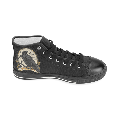 Dark Gothic Raven - EAP Nevermore Vintage Frame 1 Men’s Classic High Top Canvas Shoes (Model 017)