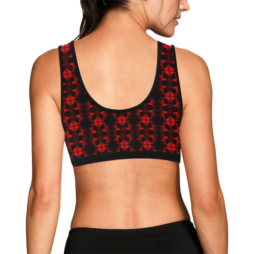 Abstract Flowing * Red on Black Women's All Over Print Sports Bra (Model T52)