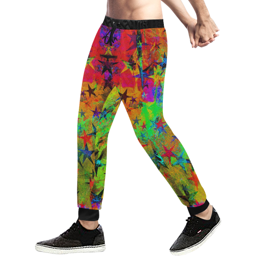 stars and texture colors Men's All Over Print Sweatpants (Model L11)