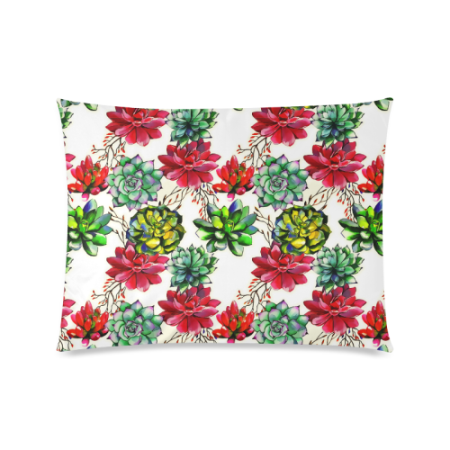 Vibrant Succulent Cactus Pattern Custom Zippered Pillow Case 20"x26"(Twin Sides)