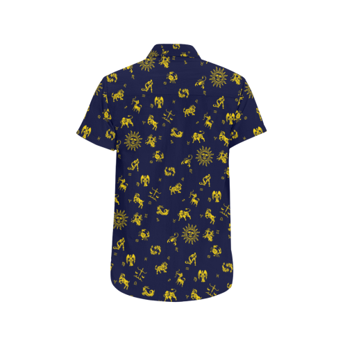 Zodiac Signs and Symbols Large Men's All Over Print Short Sleeve Shirt/Large Size (Model T53)