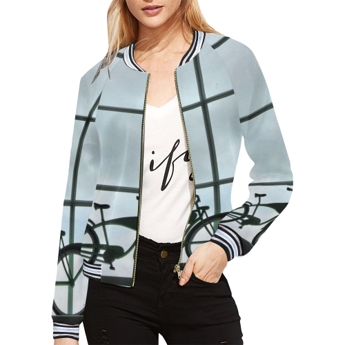 BLUCYCLIN All Over Print Bomber Jacket for Women (Model H21)